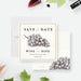 Elegant wine and dine save-the-date card featuring a grape sketch and customizable event details.-front-back