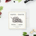 Elegant wine and dine save-the-date card featuring a grape sketch and customizable event details.-front