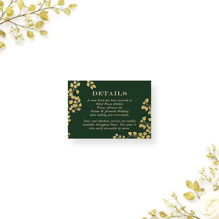 Personalized Emerald Green and Gold Botanical Wedding Invitation