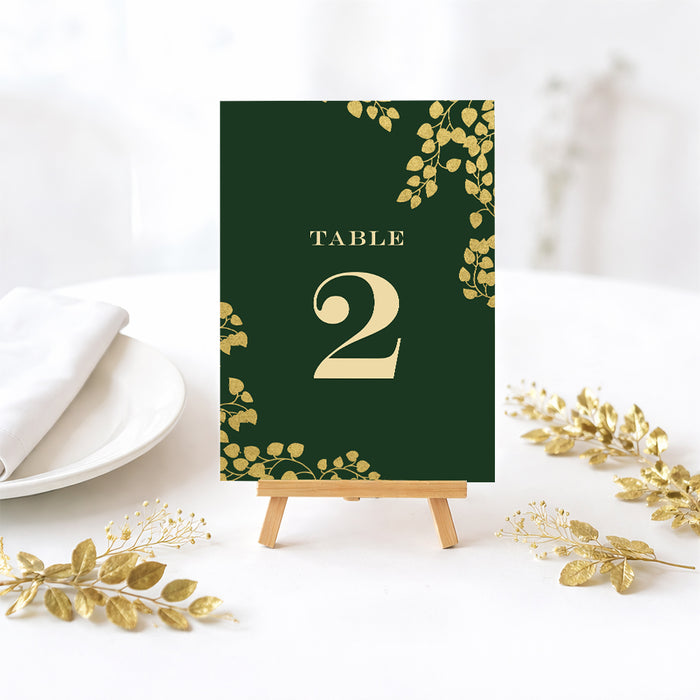 Personalized Emerald Green and Gold Botanical Wedding Invitation