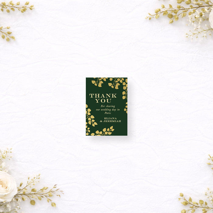 Personalized Emerald Green and Gold Botanical Wedding Invitation