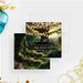 Enchanted forest save the date card with glowing string lights and magical woodland background for prom night-front-back
