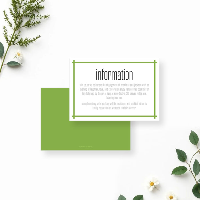 Green Engagement Party Invitation Modern Minimalist Couple Invite