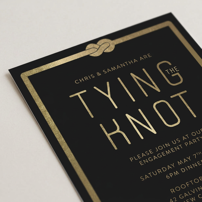 Engagement invitation close-up with revised gold color