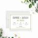 Modern engagement invitation card with green border and clean layout-front
