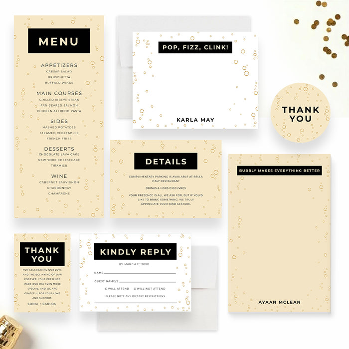 Champagne Bubbles Engagement Party Invitation Let’s Drink to That