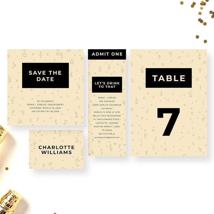 Champagne Bubbles Engagement Party Invitation Let’s Drink to That
