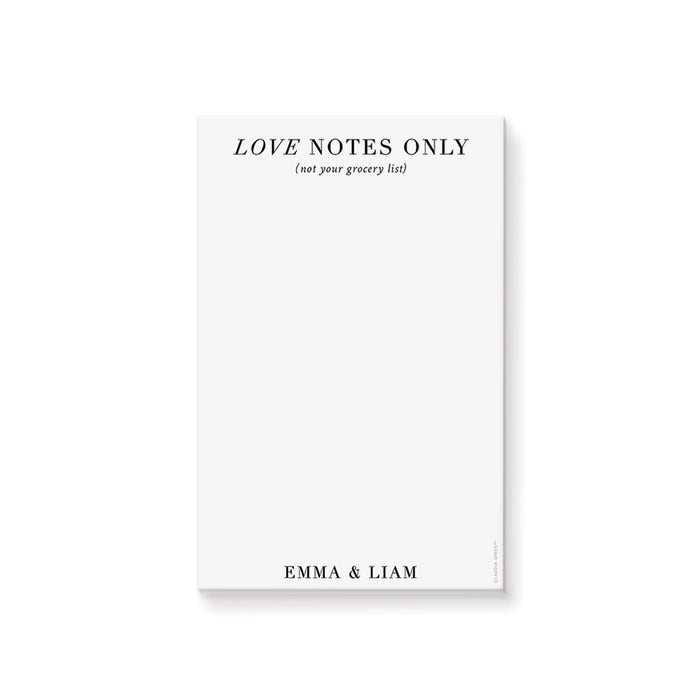 Personalized minimalist love notes only notepad with a custom couple's name