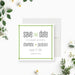 Modern green engagement save the date card with personalized names and minimalist design-front