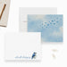 Personalized Blue Jay note card featuring custom name bird illustration and coordinating blue sky bird design