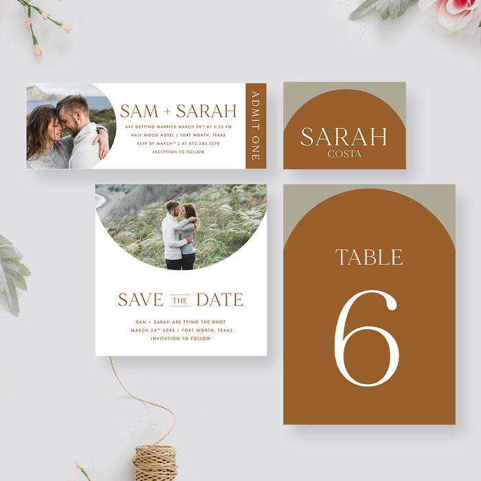 Minimalist Photo Wedding Invitation Card with Arch Layout Design, Photo Invitations for Wedding Celebration