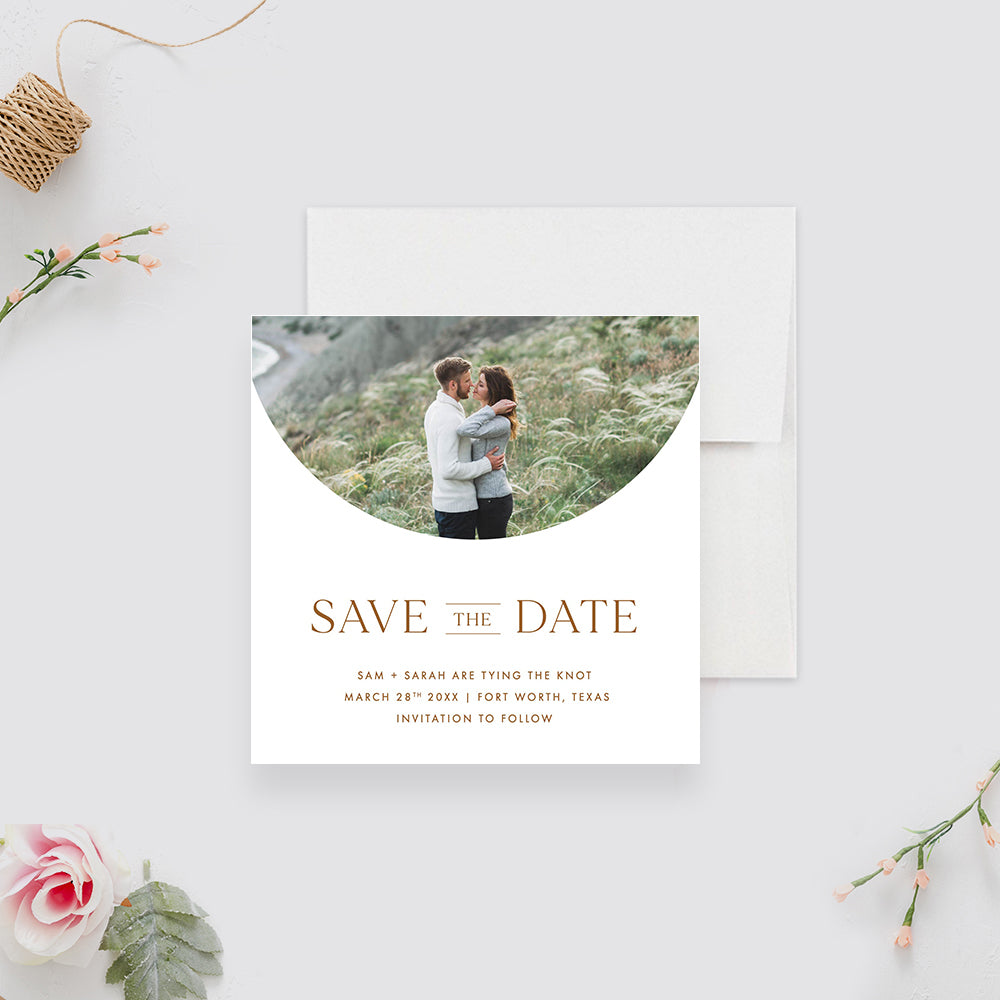 Personalized Photo Wedding Save the Date Card Arch Frame Design