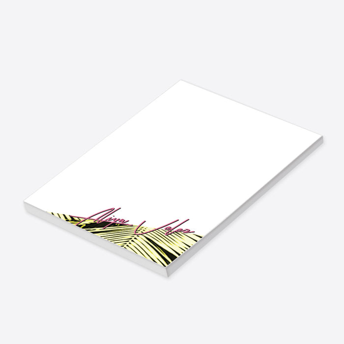 Tropical Notepad with Palm Leaves, Bach Weekend Party Favor, Personalized Summer Nights Stationery Notepad