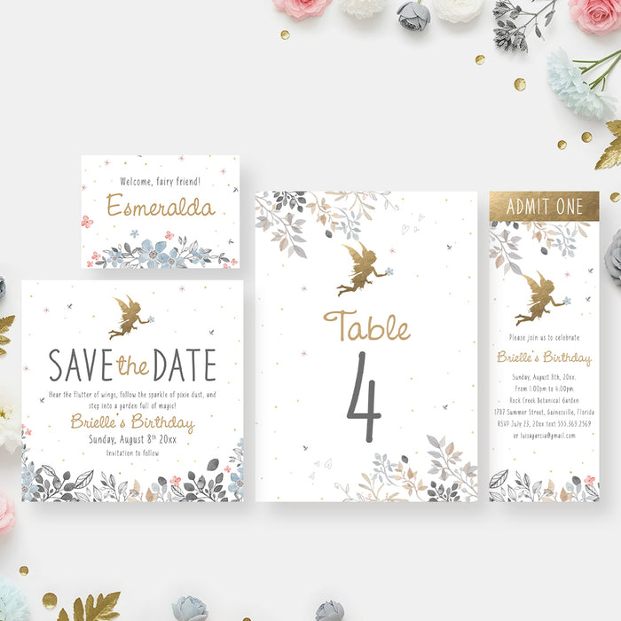 Fairy Birthday Invitation Girl Floral Fairy Party Invite