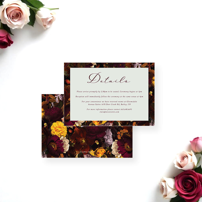 Fall Floral Wedding Invitation Autumn Flower Design