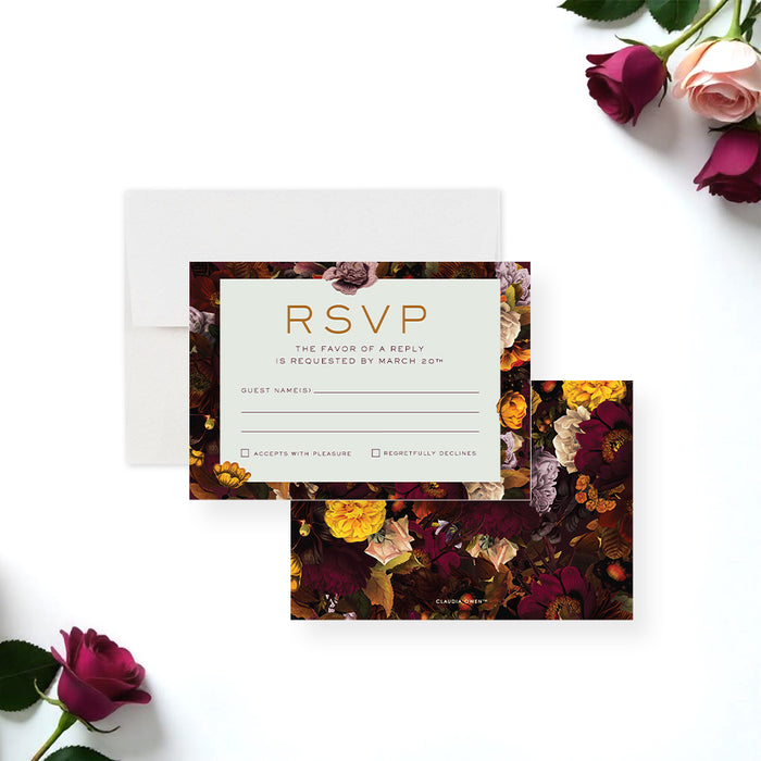 Fall Floral Wedding Invitation Autumn Flower Design