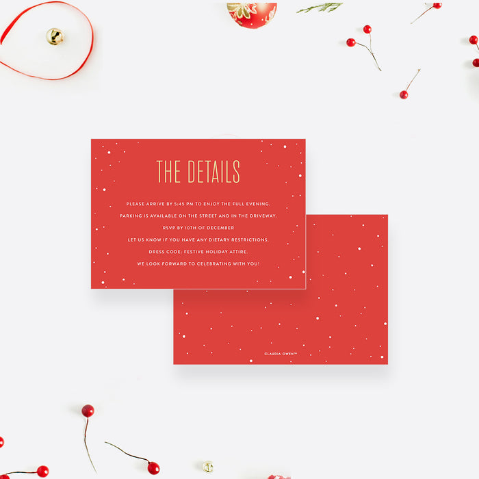 Not So Silent Night Family Christmas Invitation Card, Funny Christmas Party Invitations in Red and White 170