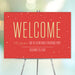 Red Christmas party welcome sign with snow dots and customizable details for a Not-So-Silent Night holiday event.