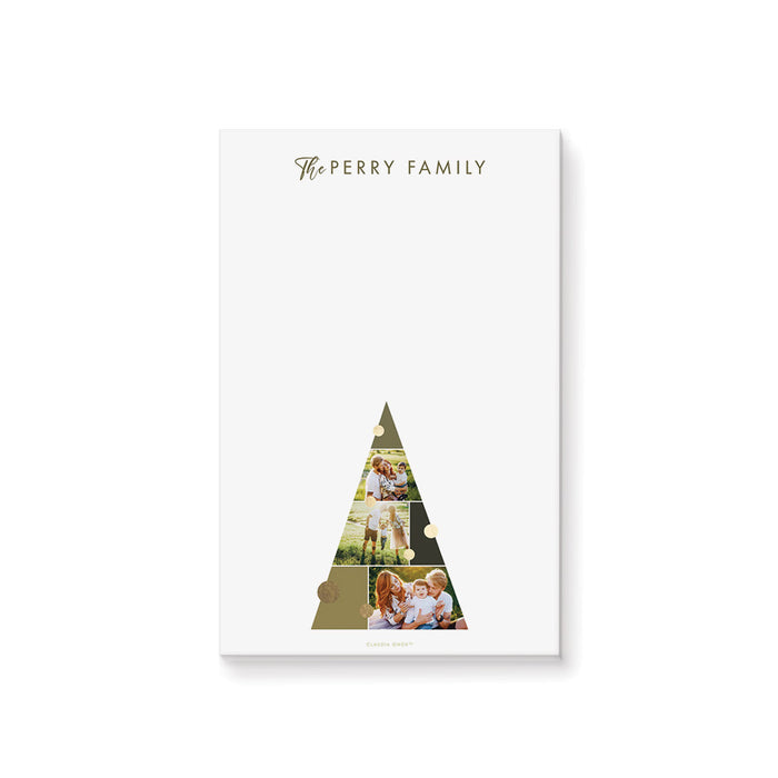 Modern Notepad with Christmas Tree and Family Photos, Personalized Christmas Notepad with Photo Collage, Holiday Party Favor Notepad