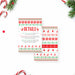 Christmas-themed information card with decorative patterns and text on a white background