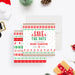 Red and green holiday save the date card featuring reindeer and snowflake sweater designs, perfect for Christmas parties, seasonal gatherings, and festive celebrations.-front-back