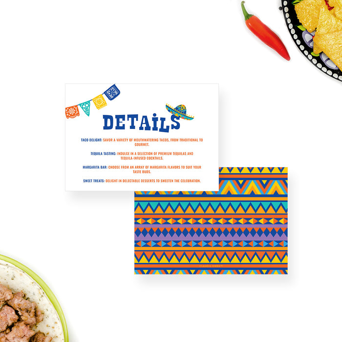 Colorful Fiesta Birthday Invitation Card with Papel Picado Banner, Its Time to Fiesta Mexican Birthday Invitations