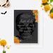 Fiesta de la Muerte de Mis Veintes Spanish invitation with skull and marigolds
