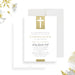 First Holy Communion invitation with cross design, refined lettering, custom child’s name, and religious celebration details-front-back