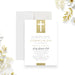 First Holy Communion invitation with cross design, refined lettering, custom child’s name, and religious celebration details-front