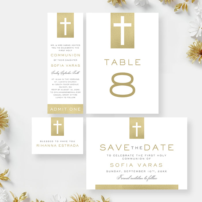 First Holy Communion Invitation Cross Design