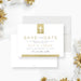 First Holy Communion save the date card with cross design, elegant lettering, custom child’s name, and religious celebration details-front-back