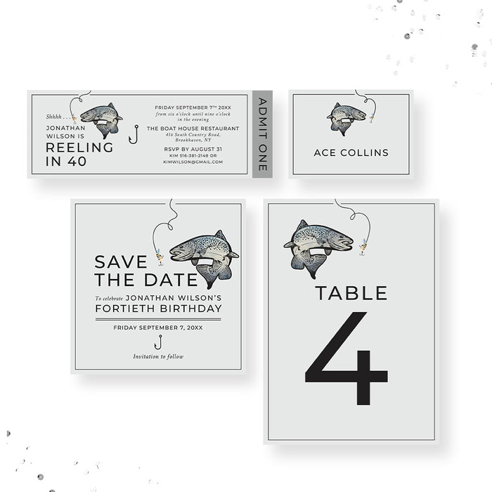Fishing Themed Birthday Invitation for Men