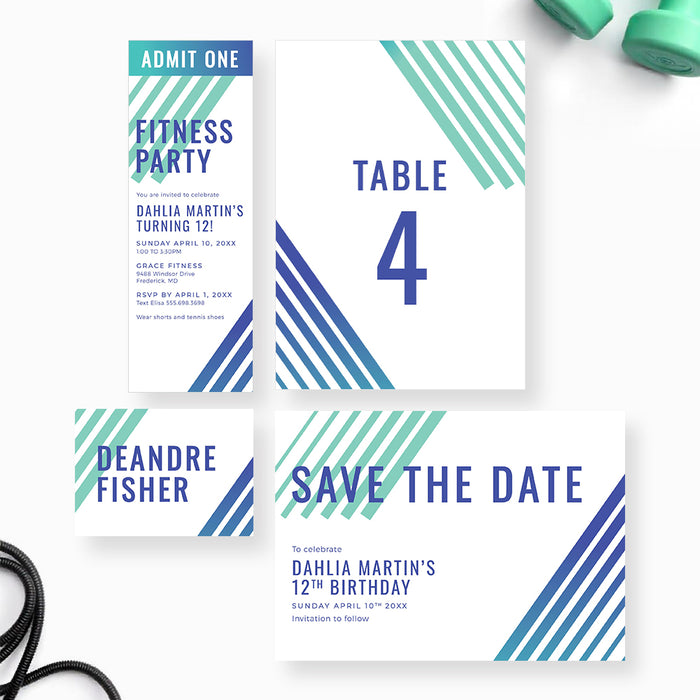 Fitness Party Birthday Invitation Workout Party Invite