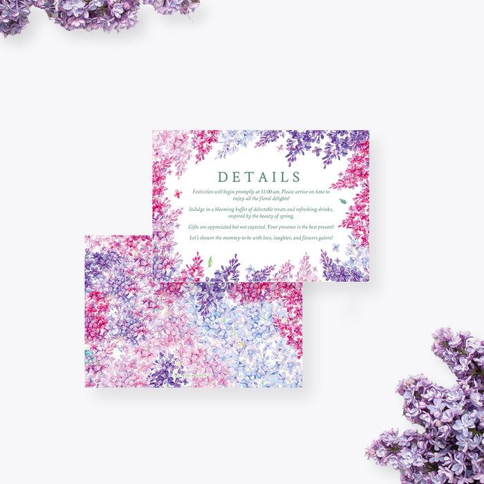 Watercolor Lilac Floral Baby Shower Invitation Card in Purple and Pink, Garden Inspired  Spring Baby Shower, Floral Affair Shower Invites