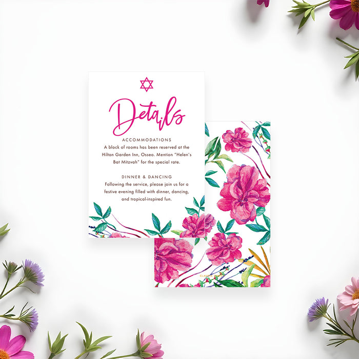 Floral Bat Mitzvah Invitation Pink Botanical Jewish Invite