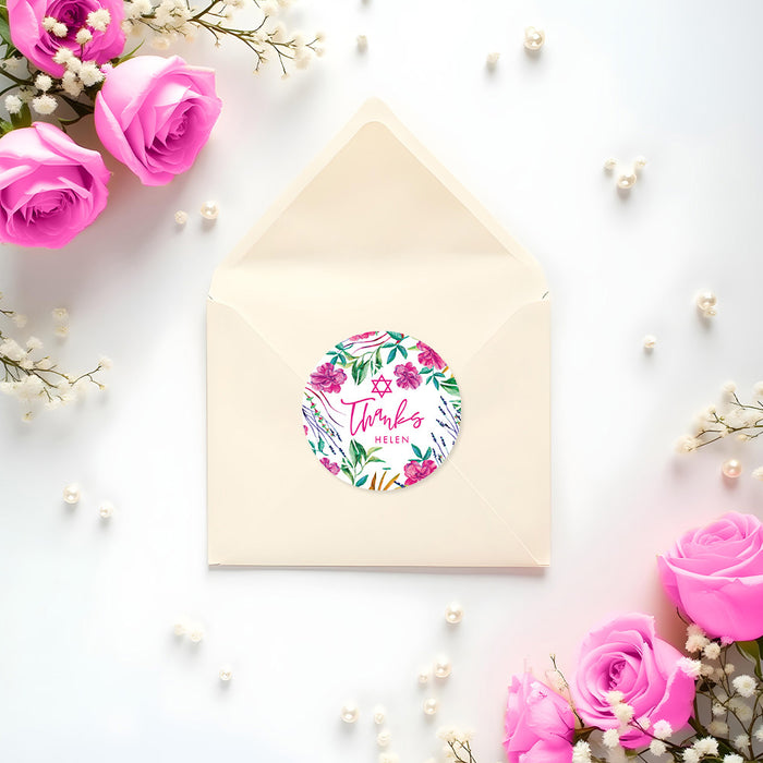 Floral Bat Mitzvah Invitation Pink Botanical Jewish Invite