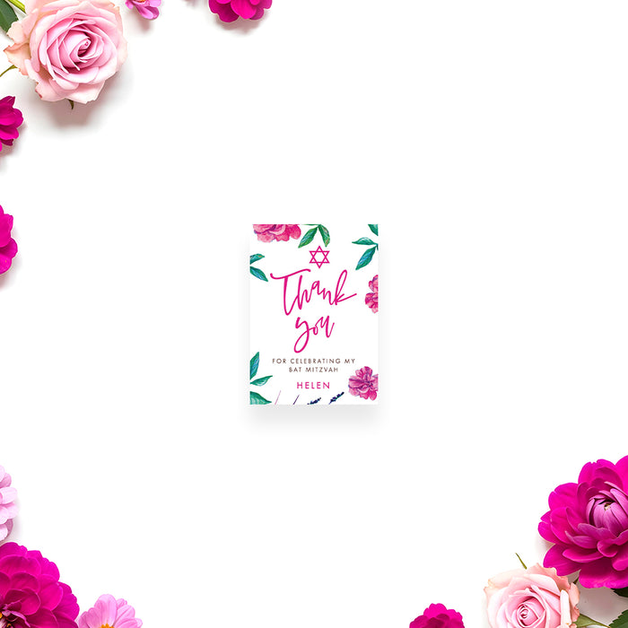 Floral Bat Mitzvah Invitation Pink Botanical Jewish Invite