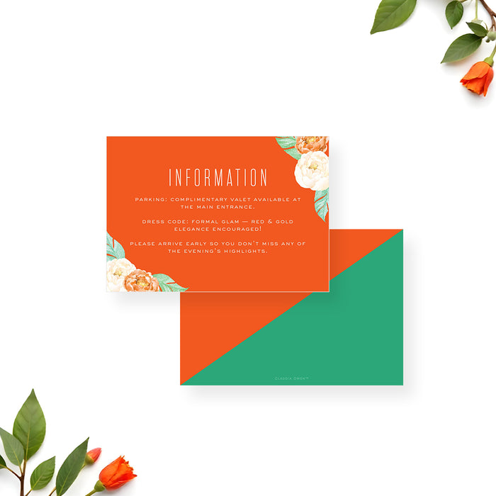 Floral Birthday Party Invitation Orange and Green Elegant Style
