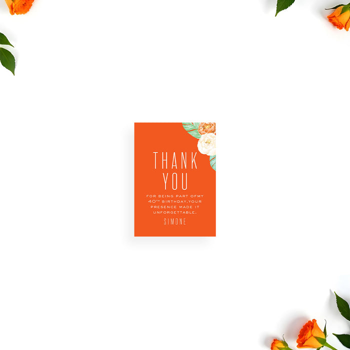 Floral Birthday Party Invitation Orange and Green Elegant Style