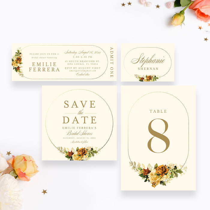 Floral Bridal Shower Invitation Elegant Vintage Arch Design