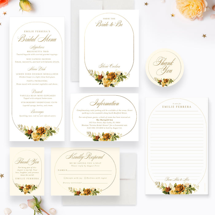 Floral Bridal Shower Invitation Elegant Vintage Arch Design