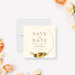 Floral bridal shower save the date card with vintage flower arrangement and elegant circular frame-front