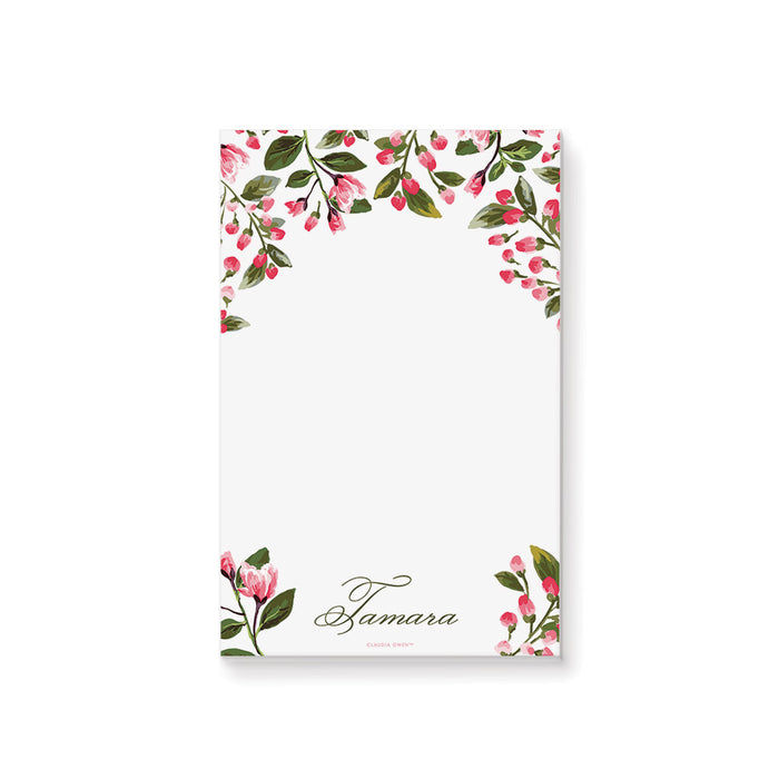 Pink Floral Notepad, Bridal Shower Stationery Paper Pad, Baby Shower Party Favor, Personalized Gift for Women