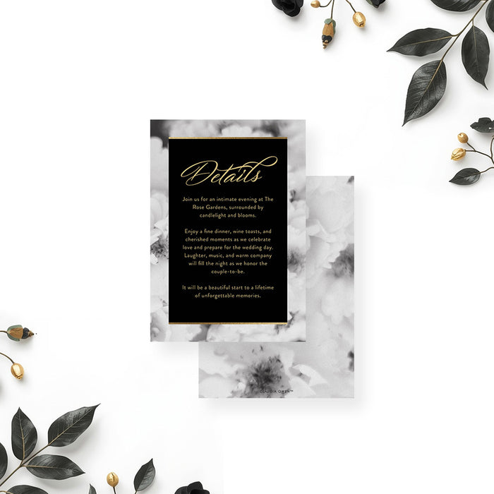 Floral Rehearsal Dinner Invitation Elegant Black Wedding Event Invite