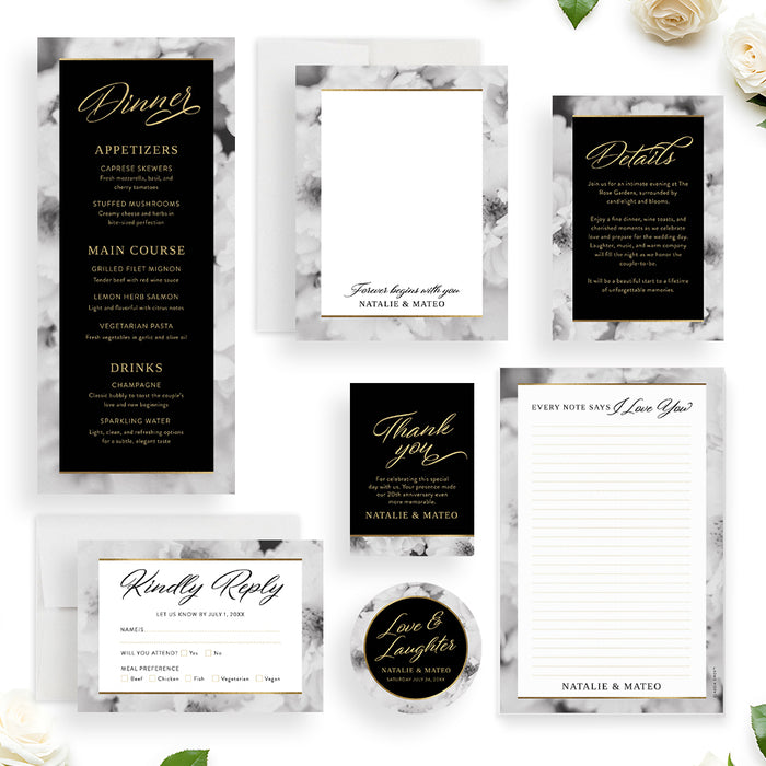 Floral Rehearsal Dinner Invitation Elegant Black Wedding Event Invite