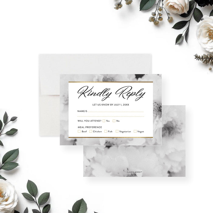 Floral Rehearsal Dinner Invitation Elegant Black Wedding Event Invite