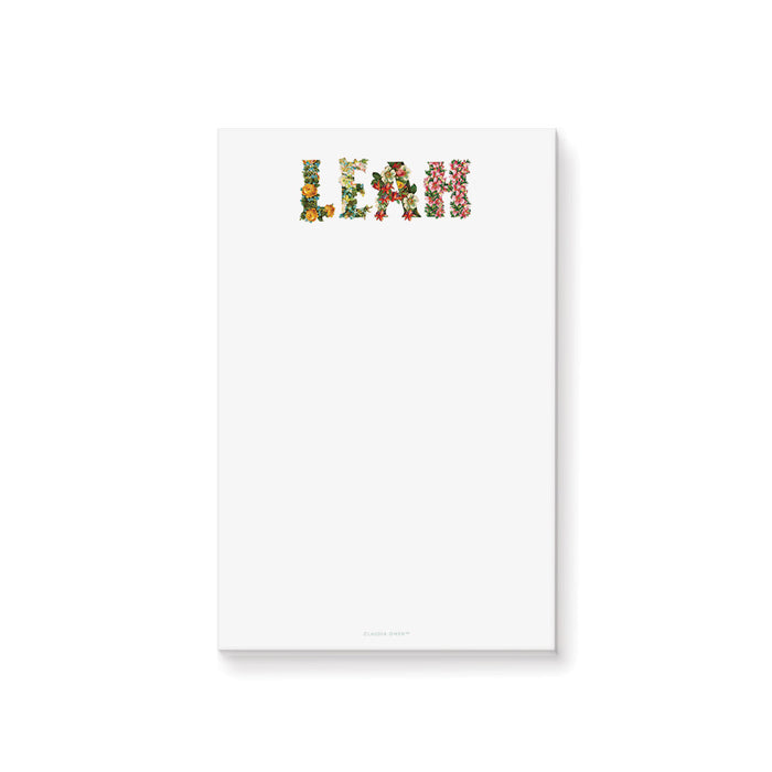 Personalized notepad with floral letters, perfect for custom gifts or stylish daily stationery.