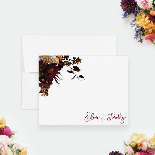 Elegant floral wedding thank you note card with romantic flower design, perfect for expressing gratitude after your special day, personalized for couples.