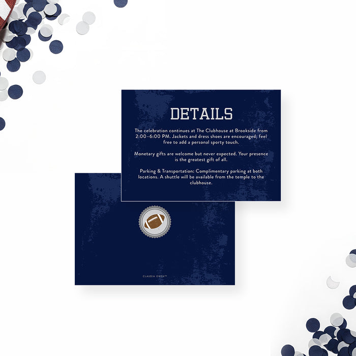 Football Bar Mitzvah Invitation Blue Sports Party Invite