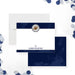 Football themed thank you card in navy blue with Star of David, personalized note card for bar mitzvah or sports event-front-back